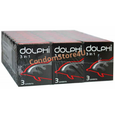 Блок презервативов Dolphi 3в1 ребристо-точечные №72 (24 пачки по 3 шт)