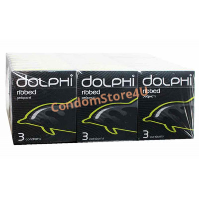 Блок презервативів Dolphi Ribbed ребристі №72 (24 пачки по 3 шт)