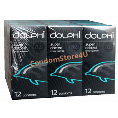 Блок презервативов Dolphi Super Dotted точечные №144 (12 пачек по 12 шт)