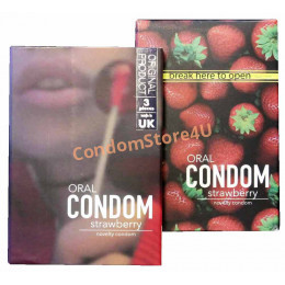 Презервативи EGZO Oral 3 шт (зі смаком та ароматом ПОЛУНИЦІ, для орального сексу)