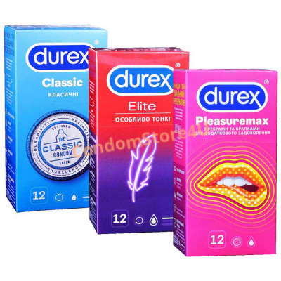 Набор презервативов Durex 36шт (3*12шт) разные виды
