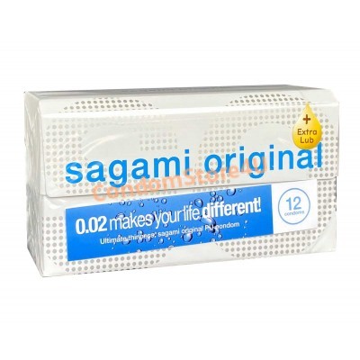 Polyurethane condoms SAGAMI Original 0.02 ExtraLub (12 pcs)⭐️CondomStore4u.com