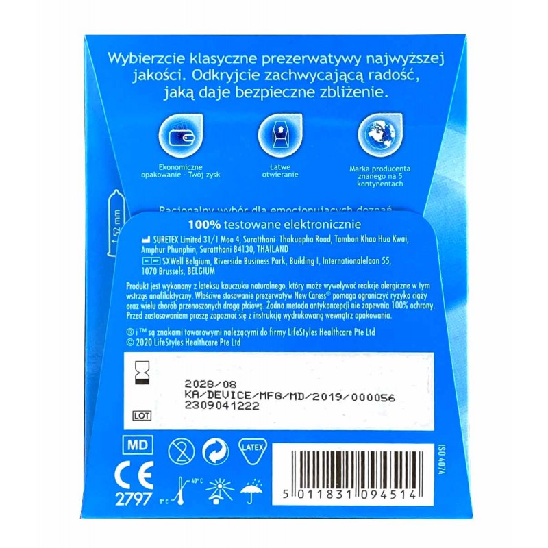 Condoms NEW CARESS Classic 3 pcs — photo 2