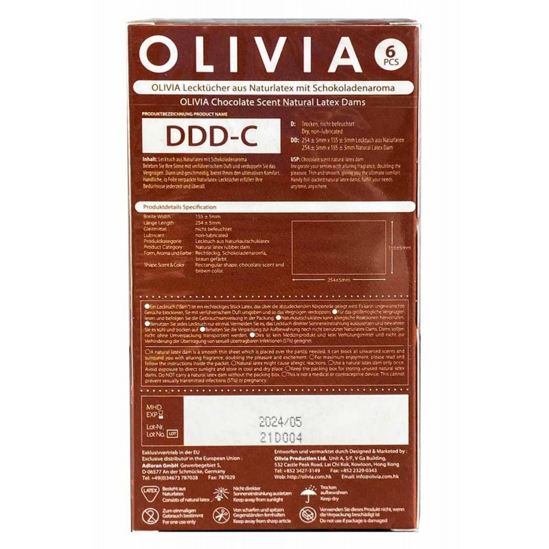 Latex dental dams Olivia Oral Dams Chocolate 6 pcs chocolate — photo 2