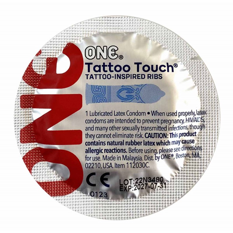 Текстуровані презервативи ONE Tattoo Touch 12шт (тату-дизайн) — фото 2