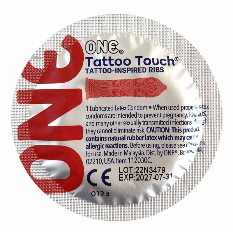 Текстуровані презервативи ONE Tattoo Touch 12шт (тату-дизайн) — фото 3