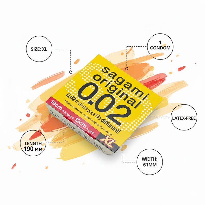 Polyurethane condoms Sagami Original 0.02 XL-Size (larger size) 1 pcs — photo 4