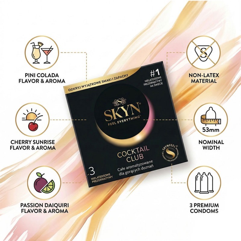Condoms SKYN Coctail Club non-latex flavored 15 pcs (5 packs of 3 pcs) — photo 3