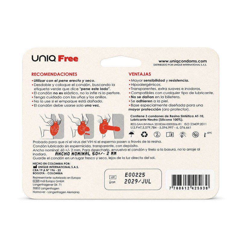 UNIQ FREE Secure Fit Non-Latex Condoms 3 pcs — photo 2
