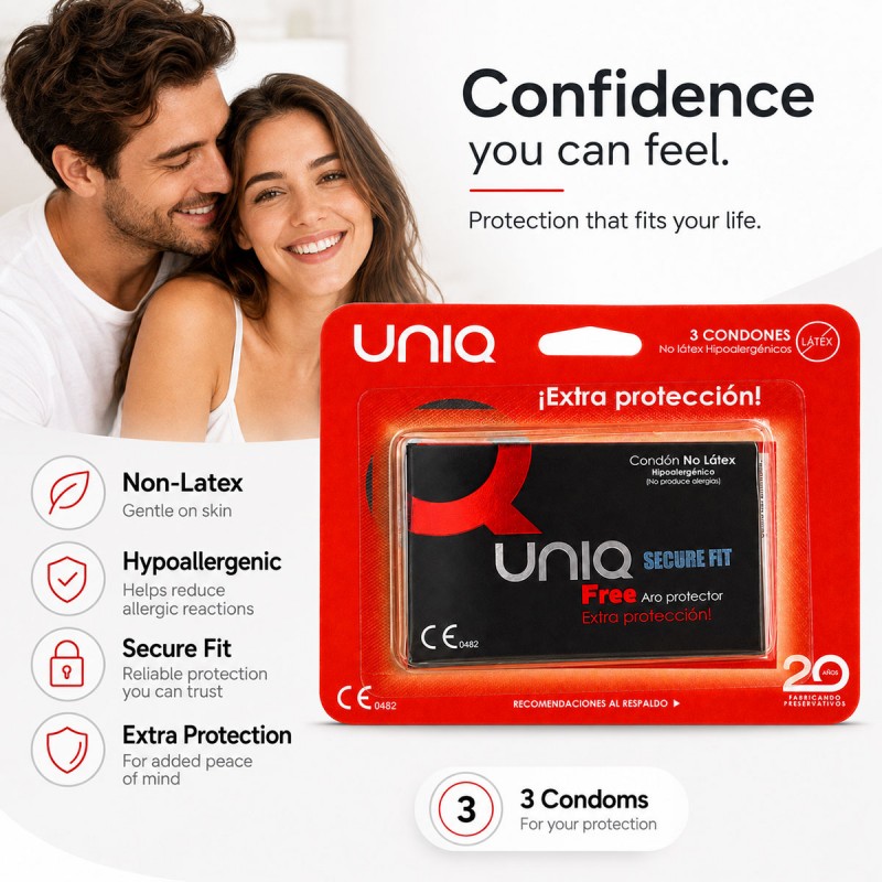 UNIQ FREE Secure Fit Non-Latex Condoms 3 pcs — photo 3