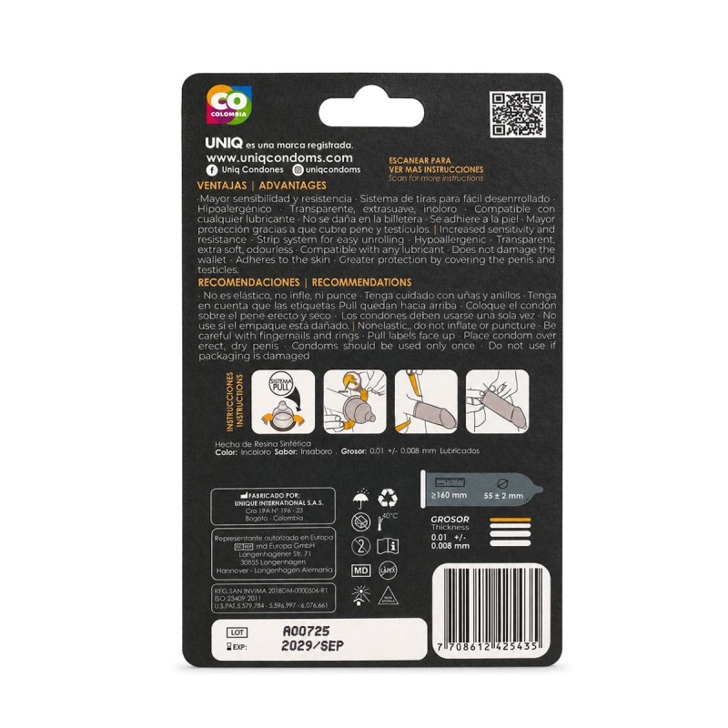 UNIQ PULL Non-Latex Condoms 3 pcs — photo 2